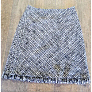 Apostrophe Skirt Womens 14 Gray Pencil Mid Rise Fray Trim Zip Up Lined Casual